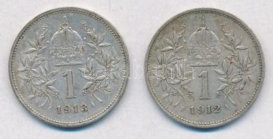 Ausztria 1912-1913. 1K Ag "Ferenc József" (2x) T:2
Austria 1912-1913. 1 Corona "Fran...