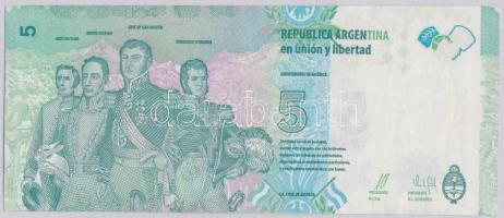 Argentína 2015. 5P T:I,I-
Argentina 2015. 5 Pesos C:UNC,AU