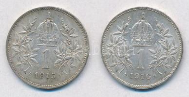 Ausztria 1915-1916. 1K Ag "Ferenc József" (2x) T:2
Austria 1915-1916. 1 Corona "Fran...