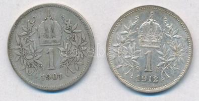 Ausztria 1901-1912. 1K Ag "Ferenc József" (2x) T:2
Austria 1901-1912. 1 Corona "Fran...