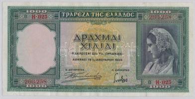 Görögország 1939. 1000D T:III Greece 1939. 1000 Drachmai C:F Krause 110