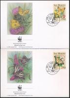 Lepkék négyescsík  + 4 db FDC Butterfly set in stripe of 4 + 4 FDC