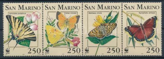 Lepkék négyescsík + 4 db FDC Butterflies stripe of 4 + 4 FDC