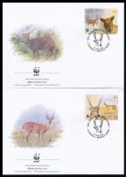 WWF: Emlősök sor négyestömbben + 4 db FDC WWF Mammals set block of 4 + 4 FDC