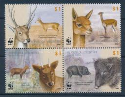 WWF: Emlősök sor négyestömbben + 4 db FDC WWF Mammals set block of 4 + 4 FDC