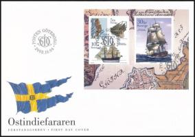 Hajók bélyegfüzetlap FDC-n, Ships stamp-booklet sheet FDC