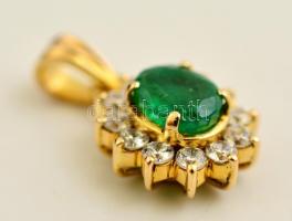 Arany(Au) 14K zöld köves függő, jelzett, 1,7x1 cm bruttó: 1,7 g