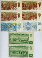 Csehszlovákia 1961. 100K (2x) + 1986. 10K (4x) + 1988. 20K + Csehország 1994. 20K T:III
Czechoslova...