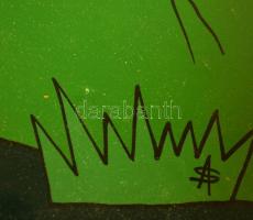 SA jelzéssel: Birkapásztor lány. Festett üvegkép. keretben, 25×29 cm