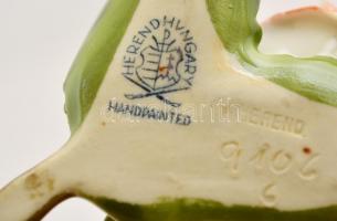 Herendi porcelán rózsa, kézzel festett, jelzett, hibátlan, 8,8x6 cm