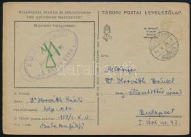 1944 Tábori posta levelezőlap / Field postcard M.kir. 103. GV. LGV. TÜ. OSZTÁLY / 2. ÁGYUS ÜTEG