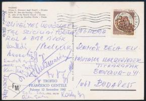 1981 A BVSC vívóinak aláírásai a Vasutasok Szakszervezete titkárának Szicíliából küldött levelezőlapon