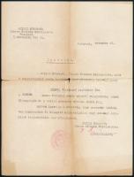cca 1944 A svájci követség igazoló menlevele erdélyi magyar részére / Certification of the Swiss Embassy for Transylvanian Hungarian person