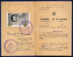 1950 A Magyar Népköztársaság fényképes útlevele magyar állampolgárságú állandó romániai lakos részére
