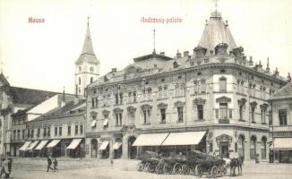 Kassa, Kosice; Andrássy palota, Dr. Holzman fogorvos, Gaál Gyula, Migály Sándor, Giláry, Varga B. üzletei / palace, shops