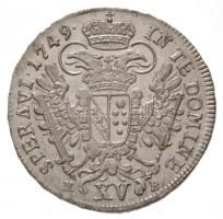 1749K-B 15kr Ag "Lotharingiai Ferenc" Körmöcbánya (6,01g) T:1- kis juszt. / 
Hungary 1749...