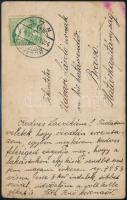 1912 Budapest, koronaőr brassói határrendőrnek küldött levele személyes ügyben, a feladót ábrázoló l...