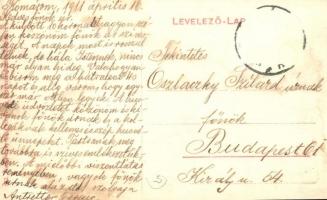 Komárom, Komárno; Park részlet a Tiszti pavilonnal, Pollák Lajos üzlete. Laky Béla kiadása / officer...