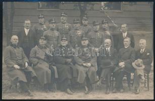 cca 1914 József főherceg tisztek körében, fotólap, hátulján feliratozva, 9×14 cm / Archduke Joseph among officers, photograph with notes on its back, 9×14 cm