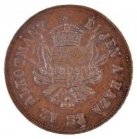 1867. I. Ferenc József budai koronázására ezüstözött Br koronázási zseton. A BUDA PESTI KORONÁZÁS 1867 JUNIUS 8-ÁN / ÉLJEN A HAZA ÉS AZ ALKOTMÁNY (19,38g/38mm) T:2- ü., ph. / Hungary 1867. Coronation medal two-sided silver plated Br commemorative medallion (19,38g/38mm) C:VF ding, edge error