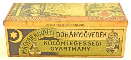 cca 1930 Khedive szivarka festett fém doboz / Hungarian tobacco box. Painted metal. 15x7x5 cm