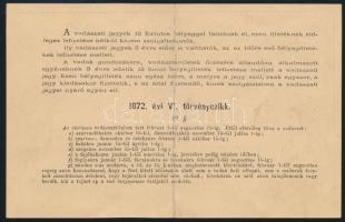 1875 Hódmezővásárhely 9. számú vadászati jegy 12Ft / 12Ft Litho hunter's licence Nr. 9. (középe...