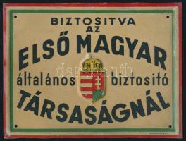 cca 1930 Első Magyar Általános Biztosító Társaság fém tábla 17x13 cm