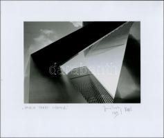 1983 Jankovszky György(1946-): New York, World Trade Center, feliratozva, aláírt, pecséttel jelzett, kartonra kasírozva, 18x25 cm / New York, World Trade Center, with artists stamp and signature on the verso, 18x25 cm