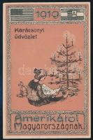 1919 Karácsonyi üdvözlet Amerikától Magyarországnak 9x14 cm