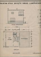 1937 Bp., Apahida utcai lakóház tervrajza (terv.: Németh Emil), a hajtások mentén kis sérülésekkel +...