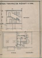 1937 Bp., Apahida utcai lakóház tervrajza (terv.: Németh Emil), a hajtások mentén kis sérülésekkel +...