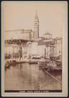 1896 Piran / Pirano Tartini tér, kikötő, Sebastiani Berque fotója / Piran port 17x12 cm