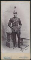 1898 Angyalosi Juhos Gyula (1872-1916) huszártiszt fotója kartonon. Hirsch J. fotó. / Hussar officer. 21x11 cm