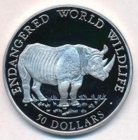 Cook-szigetek 1990. 50D Ag Fekete rinocérosz T:PP  Cook Islands 1990. 50 Dollars Ag Black rhinoceros C:PP  Krause KM#55