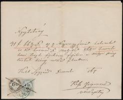 1867 Nyugtatvány 1866 4kr (MPIK 122A 36.000) + 15kr (MPIK 127c) okmánybélyegekkel / Document with fiscal stamps