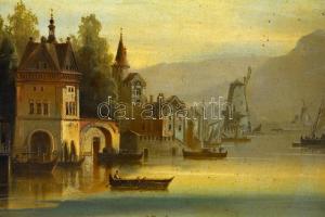 Jankowsky jelzéssel: Tóparti kastély. Olaj, vászon, kis lyukkal a vásznon, 73×99,5 cm