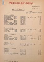 1971-1974 6 db különböző étlap, többek közt: Ezerjó vendéglő, Centrál vendéglátó, Thüringer Hof leip...