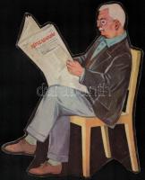 cca 1960 Népszabadság újságot olvasó férfi. Karton szemléltető eszköz. / Cartboard advertising 30x20 cm