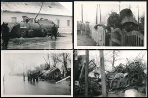 cca 1960-1980 16 db vasúti közlekedési balesetről készült fotó, 9×14 cm