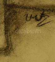 Uitz jelzéssel: Férfi akt székkel. Szén, papír, 66×50 cm