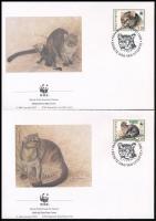 WWF Small breeds of cat 4 values + 4 FDC WWF: Kisméretű macskafajták 4 érték + 4 FDC