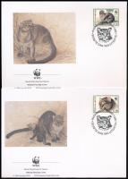 WWF Small breeds of cat 4 values + 4 FDC WWF: Kisméretű macskafajták 4 érték + 4 FDC