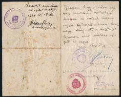 1920 Döbling, szanatóriumi halotti igazolás soproni elhunyt részére, hátulján magyar hatósági igazol...