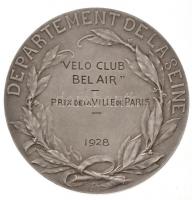 Franciaország 1928. "Párizs városa / Szajna kerület" peremen jelzett Ag emlékérem, hátolda...