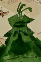 Zórád Ernő (1911-2004): A háromfejű sárkány (borító terv). Akvarell-tus, papír, jelzés nélkül, 33×21...