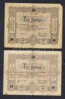 1848. 10Ft "Kossuth bankó" 2klf hátlapi alapnyomattal (normál + fordított), mindkettőben "bűntetettnek" nyomdahibával T:IV