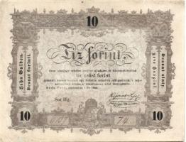 1848. 10Ft "Kossuth bankó"  hátlapi fordított alapnyomattal hátlapi "tizenöt" szóban csak egy pont T:restaurált