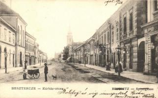 Beszterce, Bistritz, Bistrita; Kórház utca, gyógyszertár. F. Stolzenberg kiadása / Spitalgasse, Apotheke / street view, pharmacy (r)