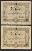 1848. 10Ft "Kossuth bankó" (10x) hátlapi fordított alapnyomat T:III/IV,IV,restaurált