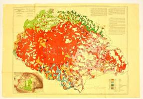 1919 Magyarország néprajzi térképe a népsűrűség alapján, 1:1000000, a hajtások mentén szakadásokkal, 47,5×63 cm